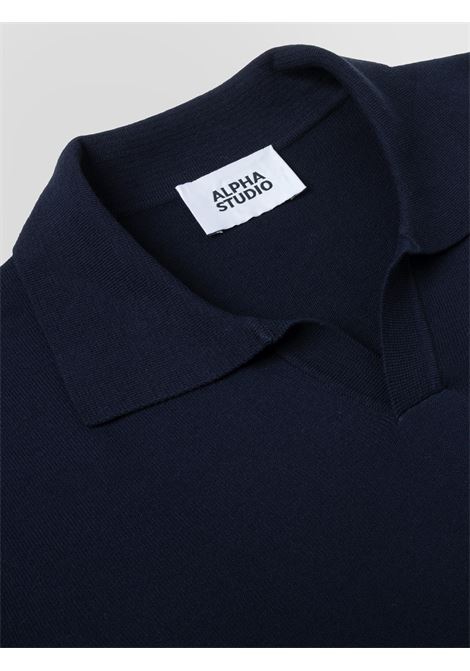 Alpha Studio polo in crepe di cotone blu notte senza bottoni ALPHA STUDIO | Polo | AU-5041B1001